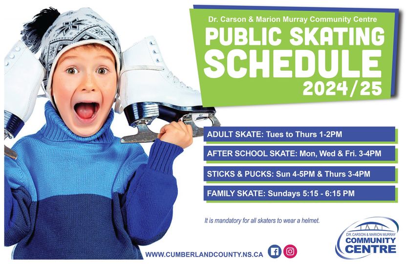 Dr. Carson & Marion Murray Community Centre Public Skating is back